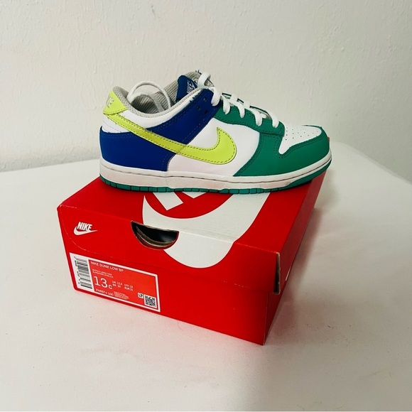 Nike Dunk Low BP Size 13C White/Lt Lemon Twist (FN6974 100) Sprite School Casual - Picture 2 of 8
